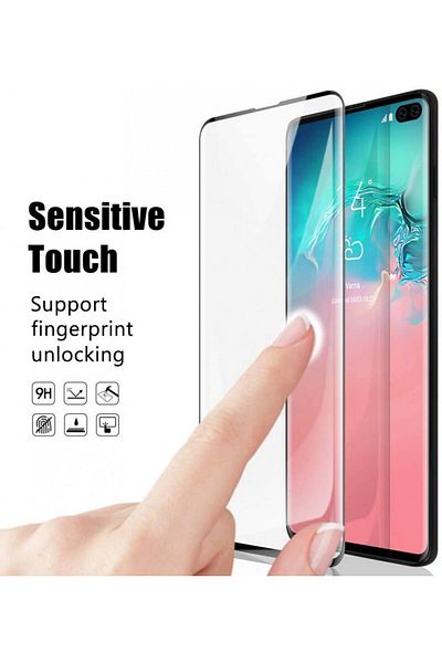 OEM Folie de sticlă pentru Samsung Galaxy S10, MyStyle, cu margini colorate Negru