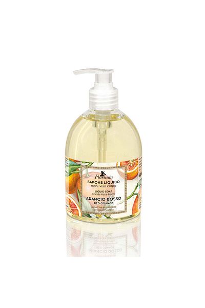 Florinda Liquid Soap For Hands, Face And Body With Red Orange Fragrance, La Dispensa, 500 ml