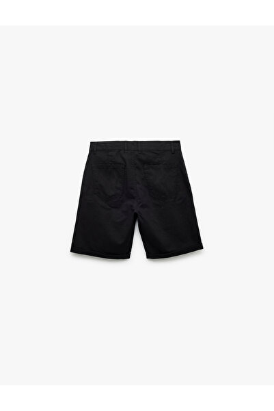 Koton Keten Pamuk Karışımlı Katlamalı Paça Cep Detaylı Beli Bağcıklı Düğmeli Şort