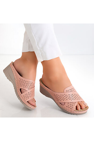 Botinelli Papuci roz cu platformă pentru femei, din piele, Anya, 40