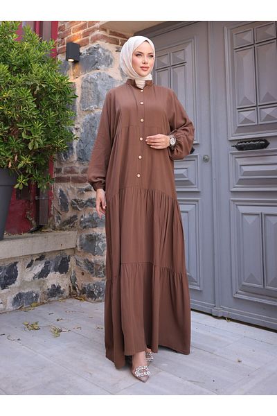 SAHRA BUTİK Φόρεμα Hijab - Καφέ - SAHRA BUTİK