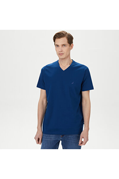 Nautica Erkek Mavi Standart Fit T-Shirt