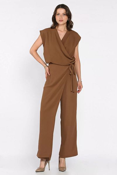 GÜLSELİ Brown Women's Skirt Look Trousers Blouse Two Piece Set