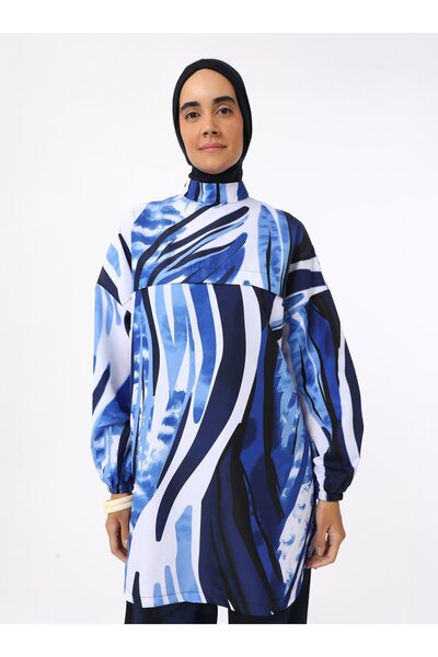 Mayo Bella Μαγιό Hijab με μοτίβο φύλλων - Aqua - Μαγιό Bella