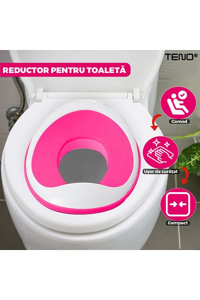 Teno Reductor WC Copii Teno®, suprafata antiderapanta, portabil, alb/roz