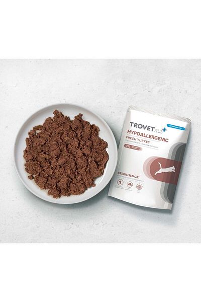 trovet Plus Pouch Cat Hypoallergenic Turkey Veterinary Diets Wet Food 85g Pack Of 6