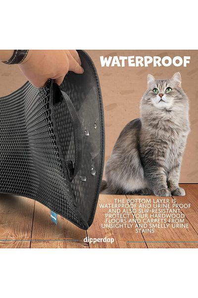 fulina Cat Litter Trapping Mat,with Hidden Handle,Upgraded Anti-Slip Back Layer,Scatter Control WaterProof
