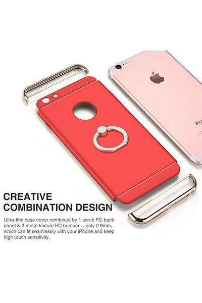 OEM Pachet husă Apple iPhone 7 Plus, inel MyStyle Elegance Luxury 3in1 roșu, folie de protecție din sticlă gratuită