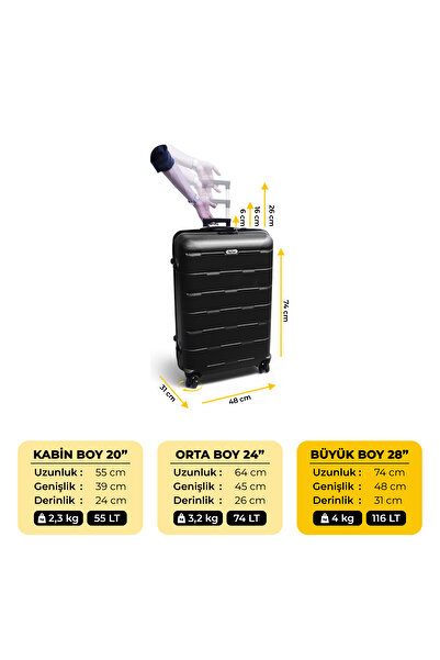 Biggdesign Moods Up Tsa Kilitli 28" Abs Gövdeli Valiz | Büyük Boy-siyah