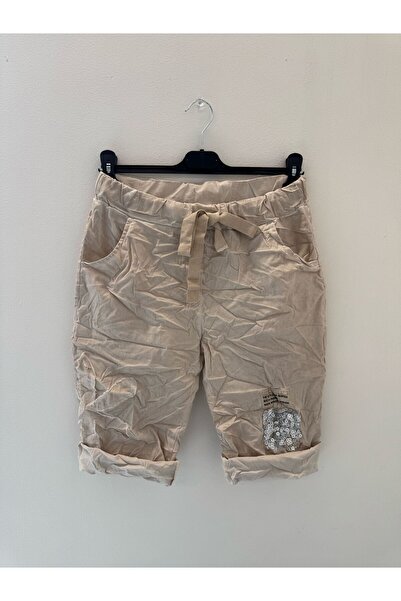 della moor Women's Beige Italian Floral Embroidered Sequined Li Stretch Fabric Ort