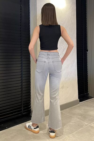 GÜLSELİ Pantaloni de damă din denim cu talie înaltă, gri
