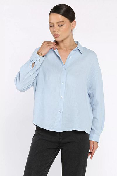 GÜLSELİ Cămașă casual albastră pentru femei