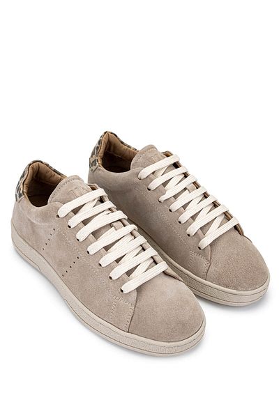 Tamer Tanca Women's Genuine Leather Beige Suede/Leopard Sneakers & Sports Shoes