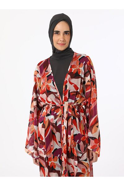 Mayo Bella Flower Pattern Kimono - Pink White -