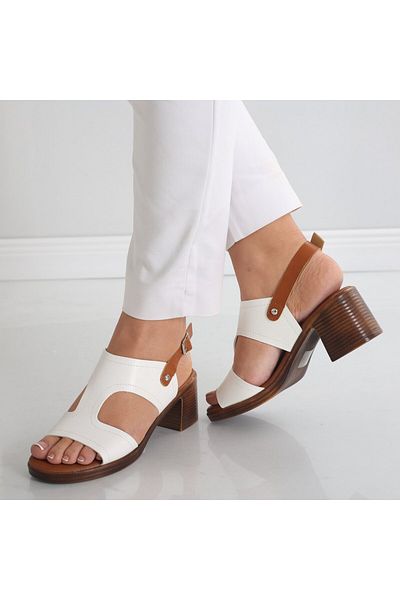 MODA STİL Women's White Heeled Sandals Made of Ecological Leather Oldina, 40