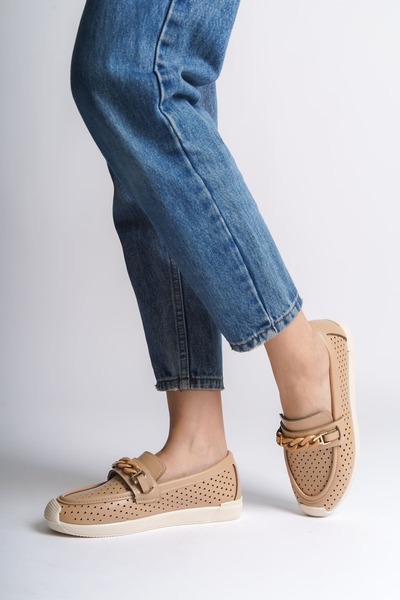 Joy Ayakkabı Lizy Laceless Orthopedic Comfortable Sole Heart Patterned Women's Ballerina Shoes Ckt - Ten