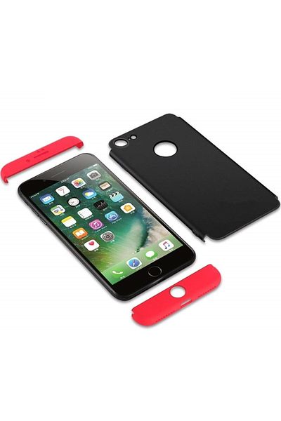OEM Carcasă Apple iPhone 7, MyStyle, 360° 3 în 1 Negru-Roșu