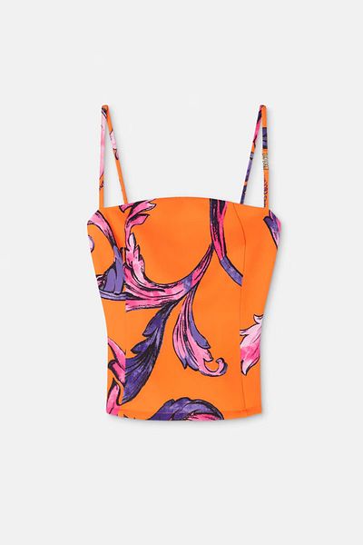 VERSACE JEANS COUTURE TOP CU IMPRIMEU BAROC - VERSACE JEANS - 38, PORTOCALIU