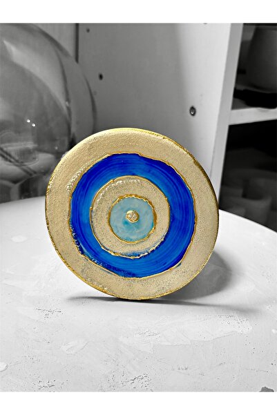 NADY STUDIO Özel tasarım el yapımı amorf kabartmalı porselen nazarlık 11 cm