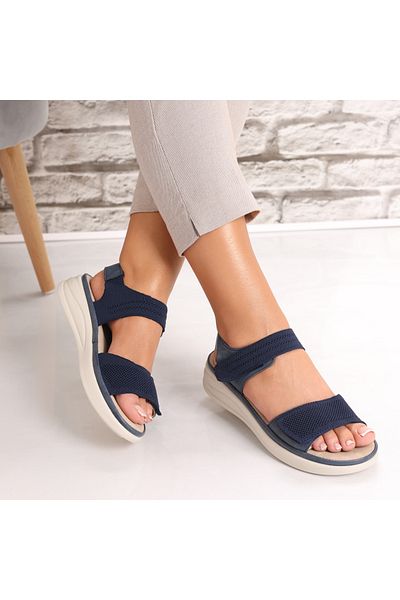 MODA STİL Women's Sandals Without Heels Navy Blue Made of Dream Textile, 39