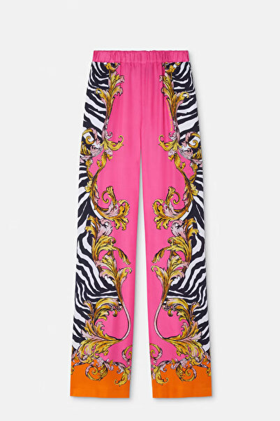 VERSACE JEANS PANTALONI CU IMPRIMEU BAROC - COUTURE - 40, FUCHSIA