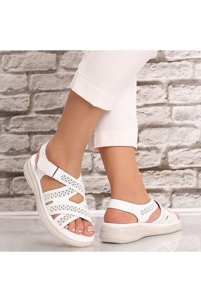 MODA STİL Women's White Sandals Made of Ecological Leather Aloina, 37
