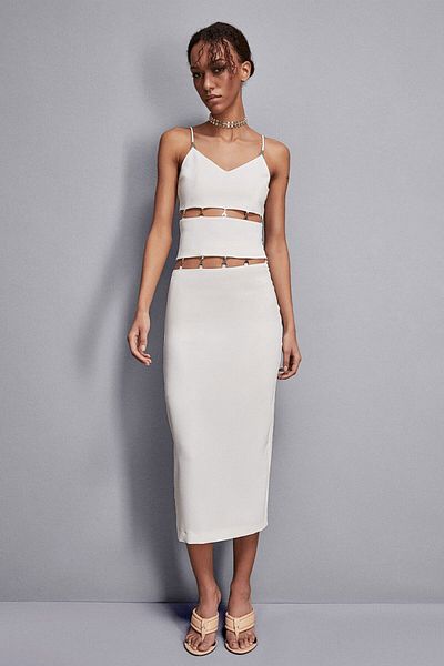 Patrizia Pepe SKIRT WITH CUTOUT AT WAIST - PATRIZIA PEPE - 46, WHITE