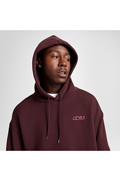 Converse Classic Erkek Loose Fit Bordo Hoodie