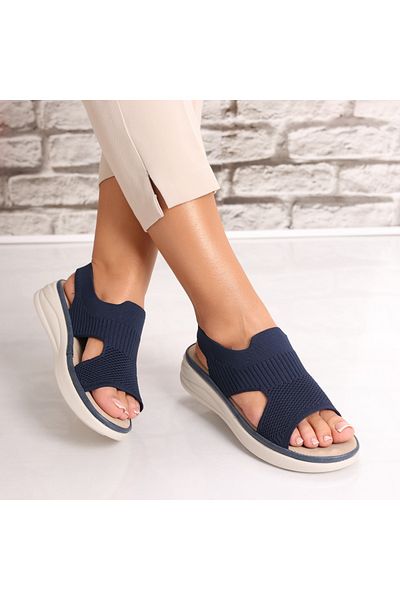 MODA STİL Women's Sandals Without Heels Navy Blue Textile Zavina, 36