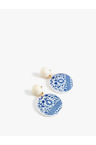 Koton Patterned Dangle Geometric Earrings - Koton X Melis Ağazat