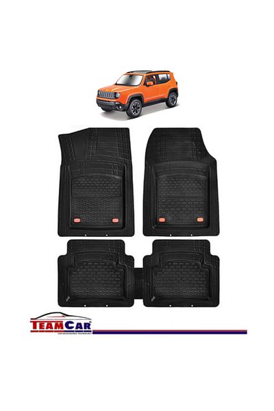 TEAMCAR Covorașe auto tip tavă compatibile cu Jeep Renegade Bu (2014), negre, material durabil