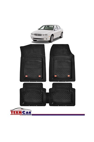 TEAMCAR ® Car Mats Tray Type Compatible with Jaguar X-Type I (2001–2009) Black Durable Material