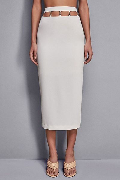 Patrizia Pepe SKIRT WITH CUTOUT AT WAIST - PATRIZIA PEPE - 46, WHITE