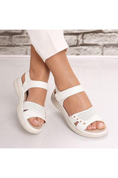 MODA STİL Women's White Sandals Made of Organic Leather Olbia, 39