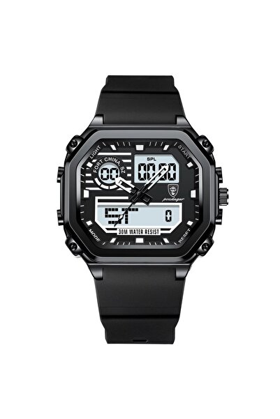 delis Men's digital watch Poedagar CS1762, silicone, black, black dial