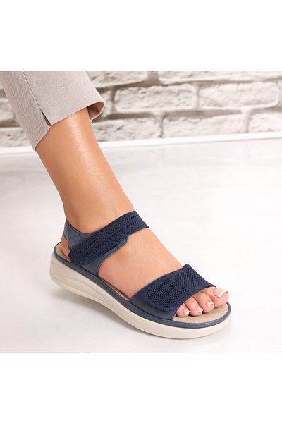 MODA STİL Women's Sandals Without Heels Navy Blue Made of Dream Textile, 39
