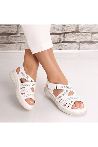 MODA STİL Women's White Sandals Made of Ecological Leather Aloina, 37