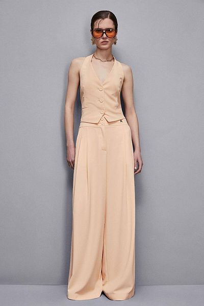 Patrizia Pepe Wide Pants With Pleats - - 42, Orange