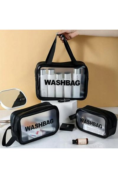 zola Set 3 genti pentru cosmetice, impermeabile, 30 x 21 x 10 cm/ 25 x 15 x 8 cm/ 20 x 12 x 7 cm, negru