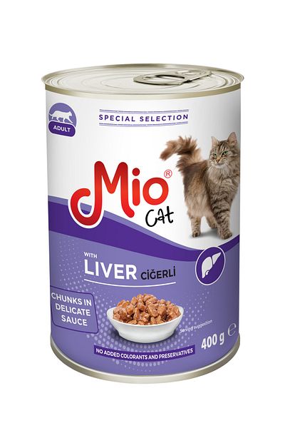 MİO Complete cat food ❤️Premium Mio Cat cat food Adult liver pack tray 10 Canned Cats 400g