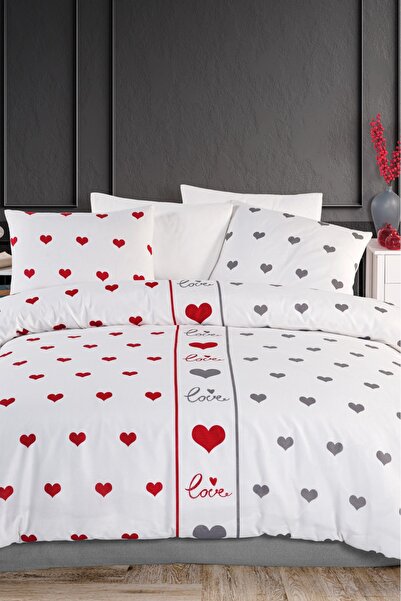 LARİNA Çift Kişilik Nevresim Takımı Lastikli Çarşaflı Love Trend