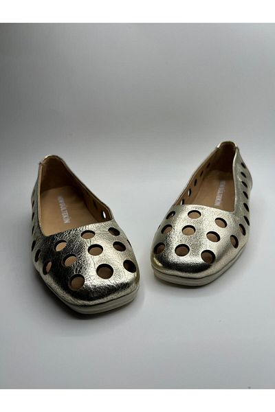NEWGÜLTEKİN Genuine Leather Soft Comfortable Fit Very Stylish Summer Ballet Flat