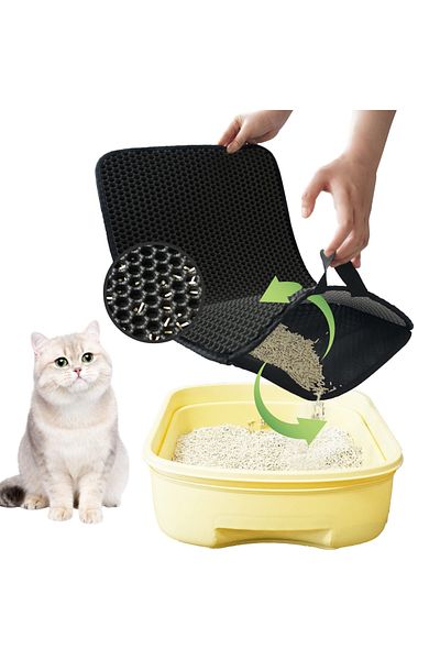 COOYA Cat Litter Mat,with Honeycomb Double-Layer Design, Waterproof,for Litter BPA Free,Black