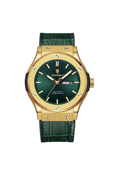 delis Men's watch Poedagar CS1814, natural leather, green-gold, green dial