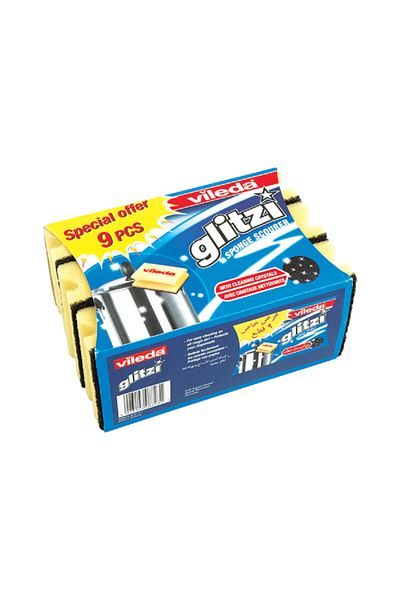 Liveda 9-Piece Glitzi Sponge Scourer Black and Yellow