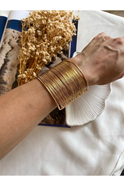 saren aksesuar & takı Ariva Altın Rengi Kelepçe Bileklik