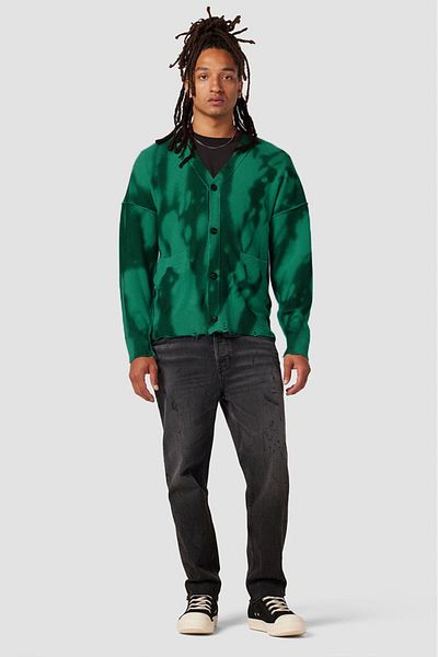 Hudson CARDIGAN MEN KNIT - HUDSON - GREEN, S