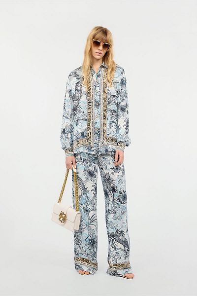 Just Cavalli PRINTED WIDE PANTS - JUST CAVALLI - 38, BLUE