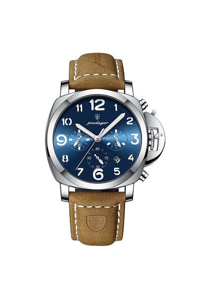 delis Men's watch Poedagar CS1831, natural leather, brown, blue dial