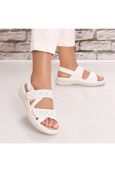 MODA STİL Women's White Sandals Made of Ecological Leather Brilya, 36